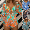 3 Piece Set Bikini Women Jumpsuit Suits Printed Swimwear Bikini - Norellé