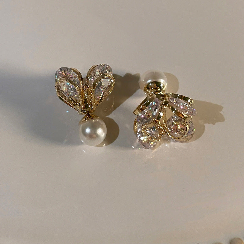 Fashion Personalized Zircon Heart Pearl Earrings Women - Norellé