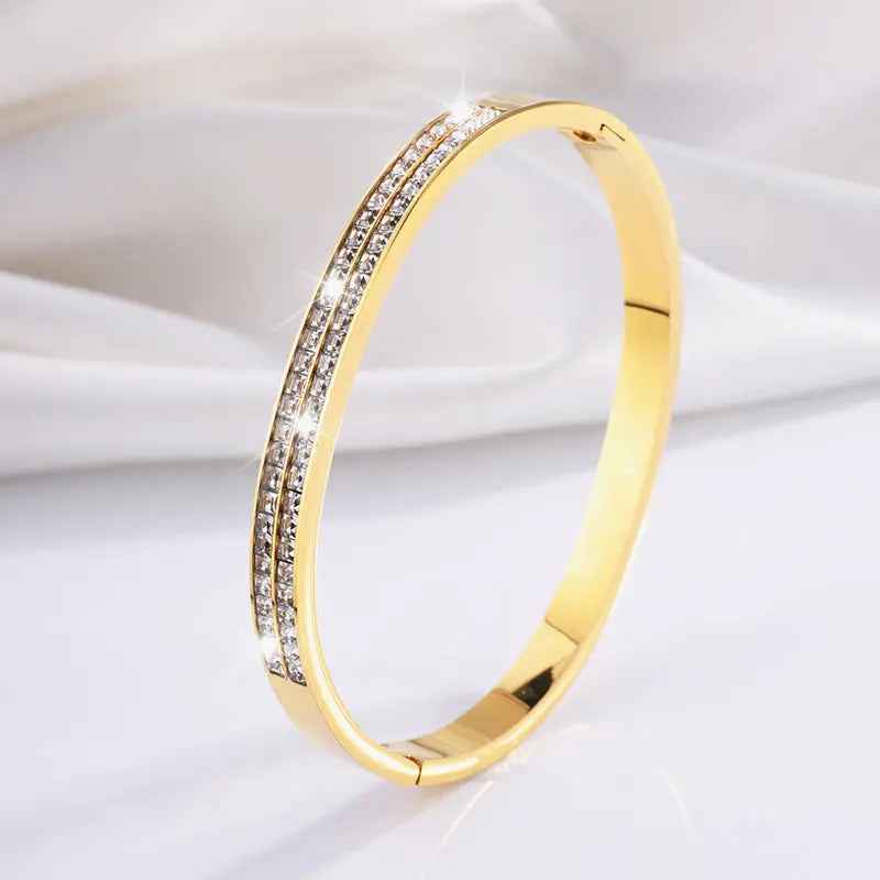 Stainless Steel Women's Starry Exquisite Double Row Diamond Bracelet - Norellé