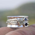 Soul Heart-dependent Diamond-embedded Rotatable Love Heart-shaped Ring - Norellé