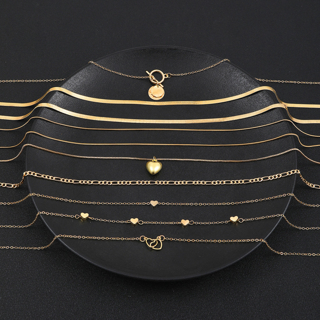 Heart Snake Bone Blade Necklace Suit 10 Pieces - Norellé