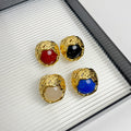 Antique Round Texture Hollow Inlaid Natural Stone Ring - Norellé