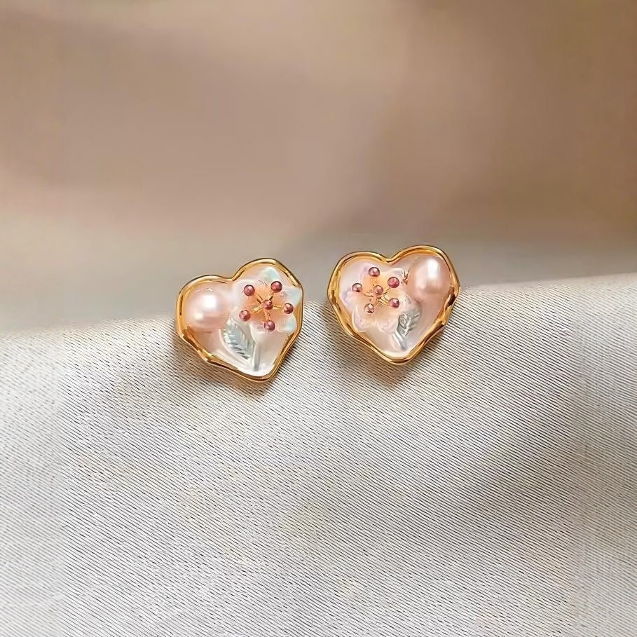 Jardin Monet Oil Painting Flower Pearl Earrings - Norellé