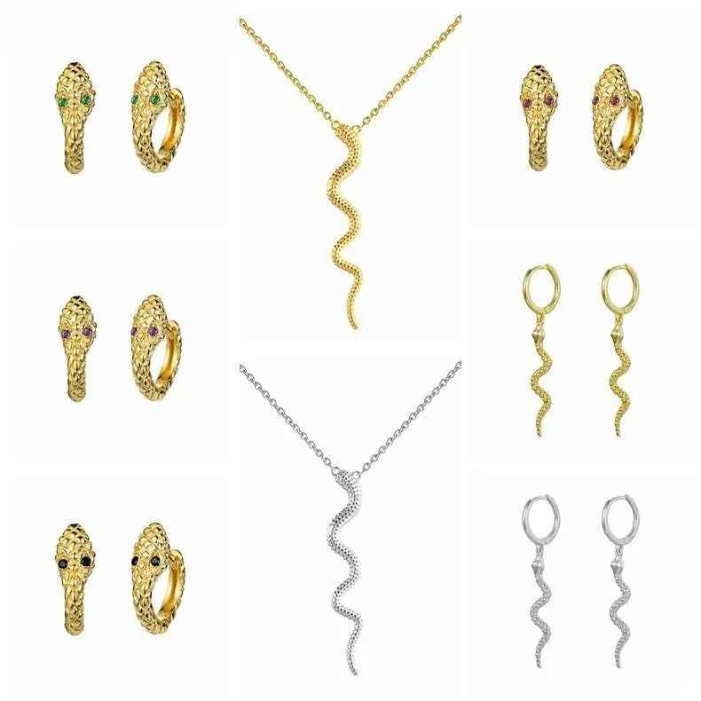 Simulated Snakes Tassel Earrings  Advanced Design Gold Snake Circle Necklace - Norellé