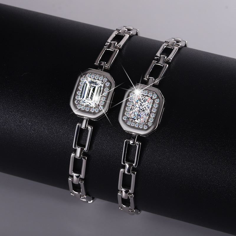 S925 Sterling Silver Moissanite Geometric Bracelet - Norellé