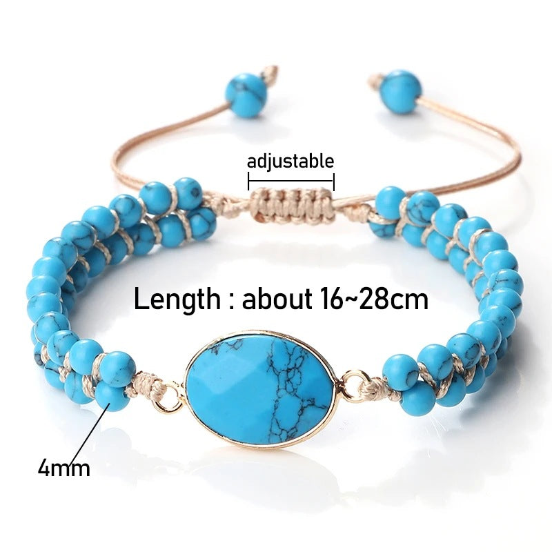 Hand-woven 4MM Natural Blue Turquoise Beads Irregular Bracelet - Norellé