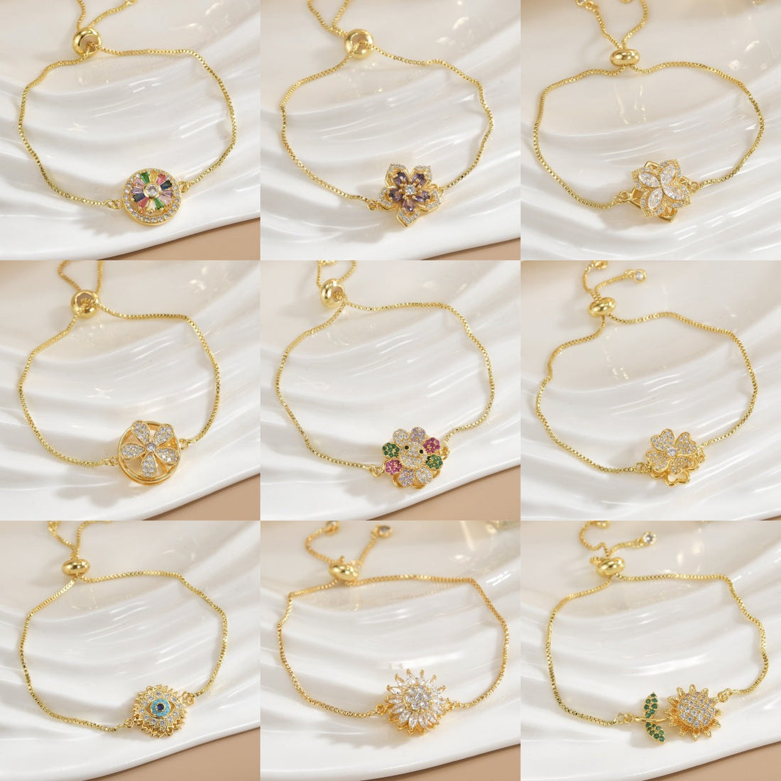 Simple Rotatable Flower Color-preserving Pure Copper Gold-plated Bracelet - Norellé