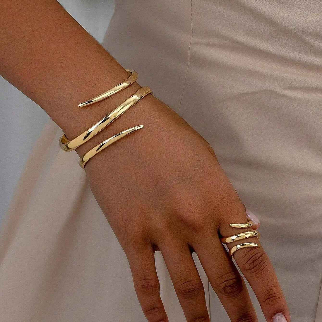 Hollow Water Drops Line Open Ring Fashion Simple - Norellé