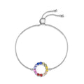 Silver Rainbow Circle Colored Gems Bracelet Color - Norellé