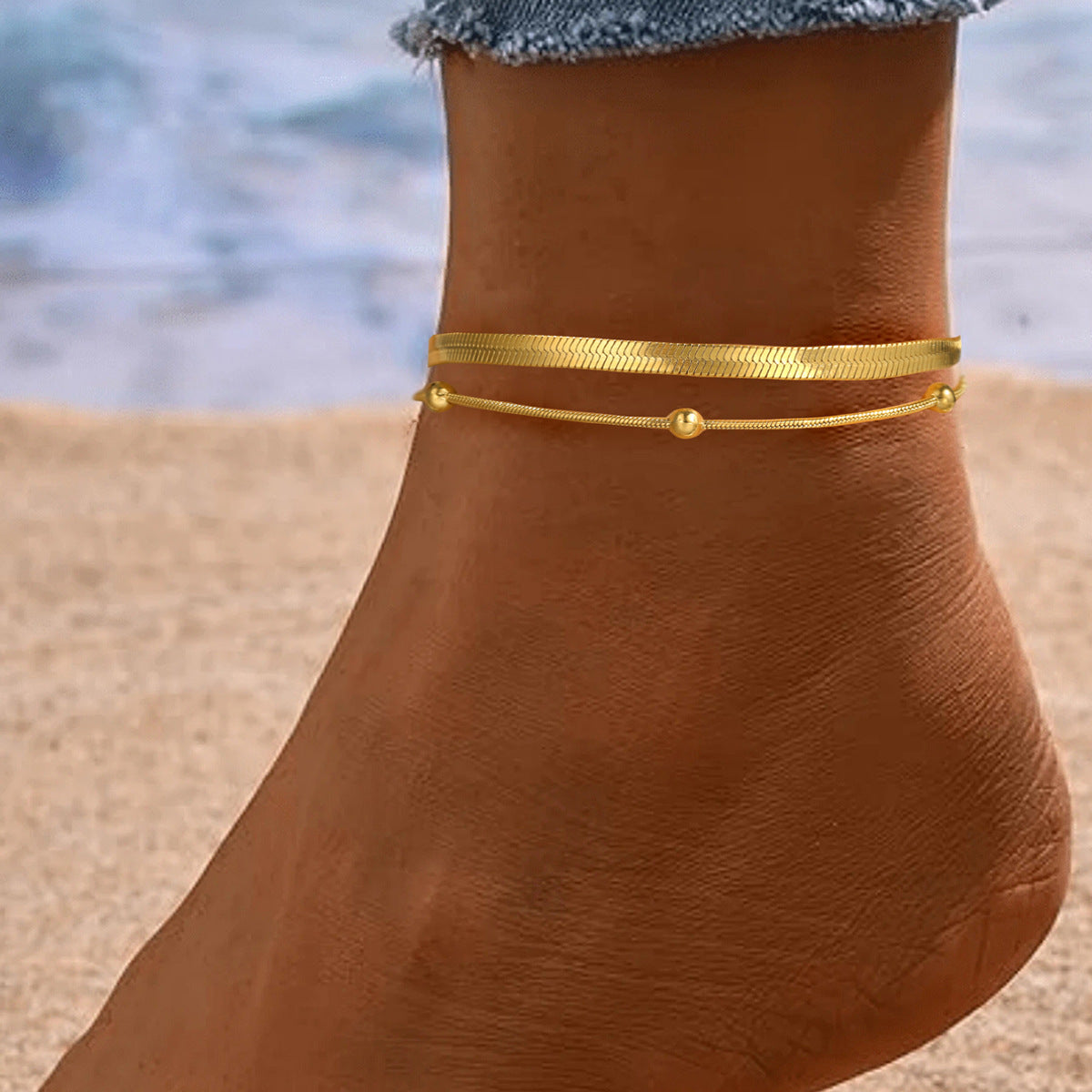 Simple Double Layer Snake Bone Anklet Sexy All-matching - Norellé