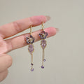 New Purple Delicate Flower Leaf Tassel Earrings - Norellé