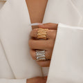 Ornament Hip Hop Style Irregular Glossy Twisted Ring - Norellé