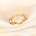 Gold-plated Exquisite Diamond Wave Open Ring For Women - Norellé