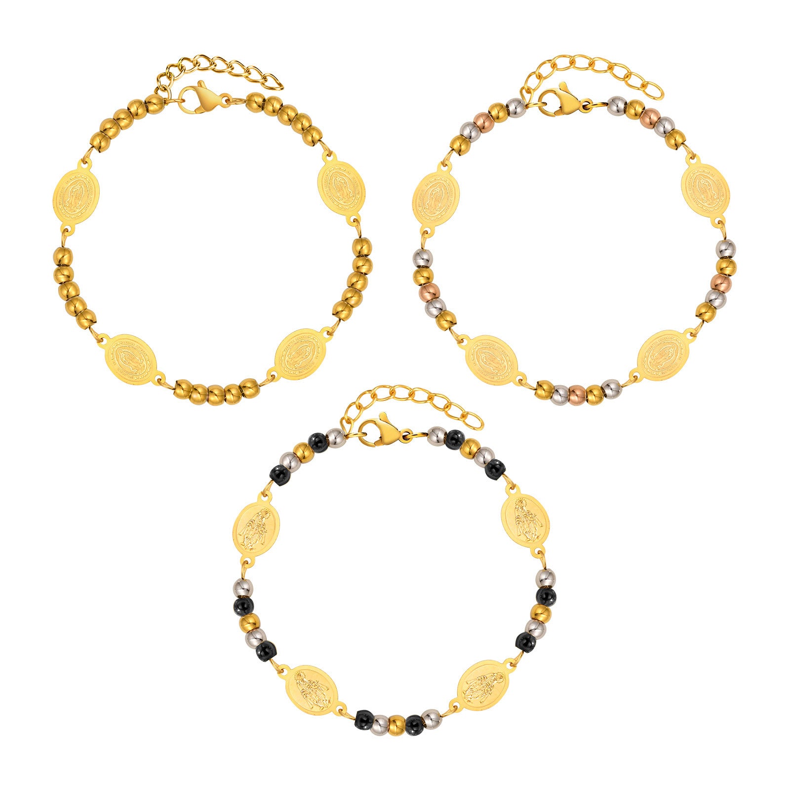 Stainless Steel Round Beads Virgin Gold Bracelet - Norellé