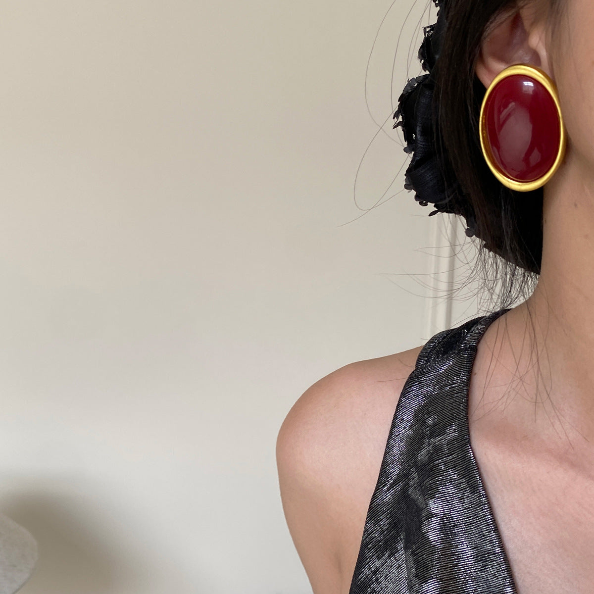 Oval Resin Stud Earrings European And American High Profile Retro - Norellé