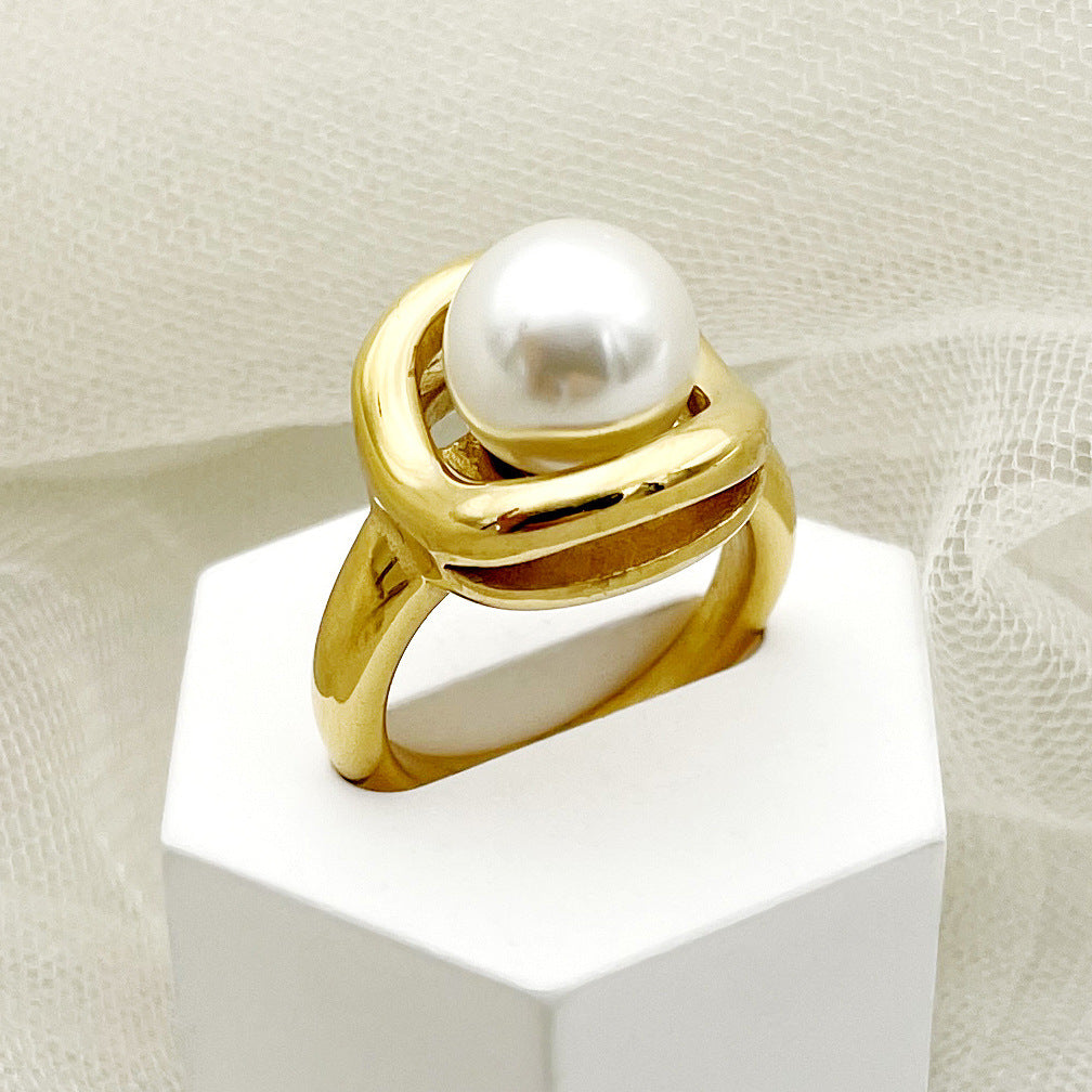 Geometric Lines Double-layer Cutting Surface Casting Ring - Norellé