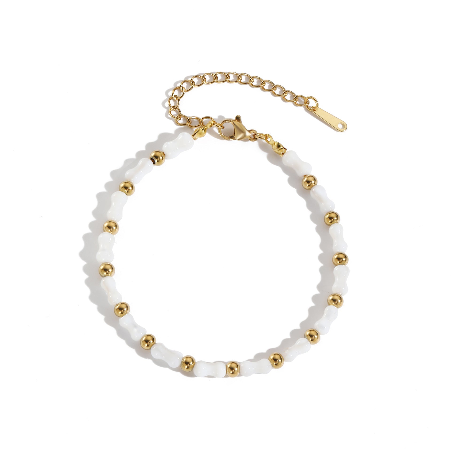 New Special-interest Design Stainless Steel Golden Balls Spacer Bone Joint Shell Beads Women's Fashion Necklace - Norellé