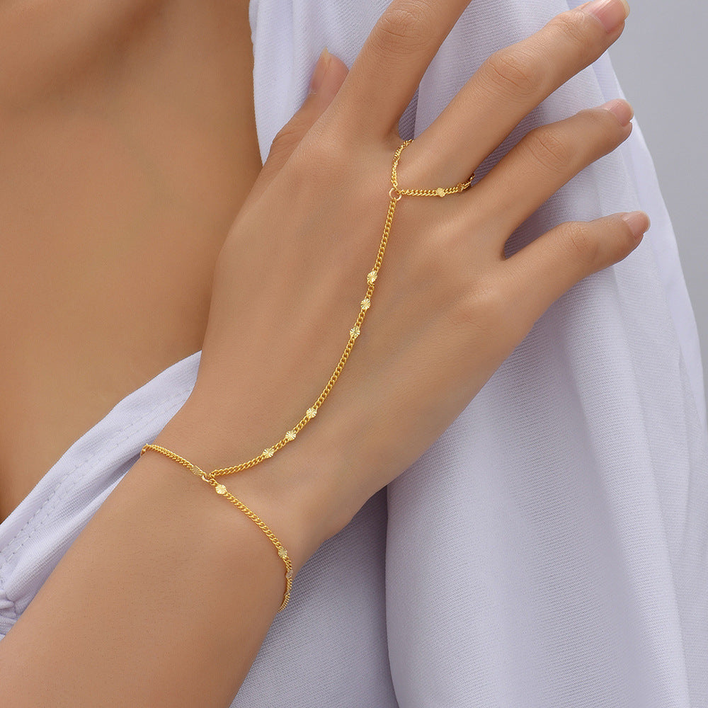 Small Beads Wafer Chain Ring Mitten-type Bracelet - Norellé