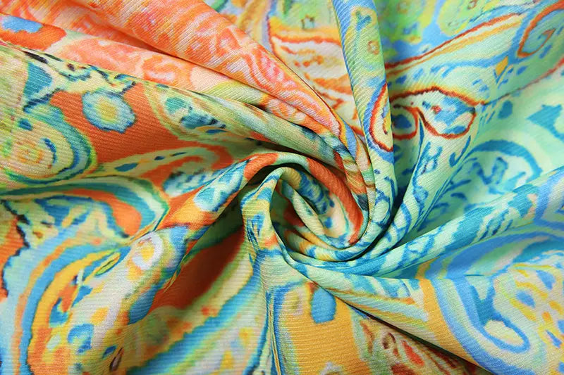 Women’s Printing Color Contrast Lace-up Three-piece Set