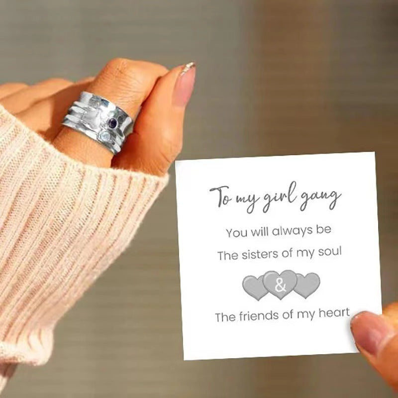 Soul Heart-dependent Diamond-embedded Rotatable Love Heart-shaped Ring - Norellé