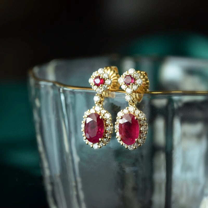 Ruby Vintage Silver Needle French Court Earrings - Norellé