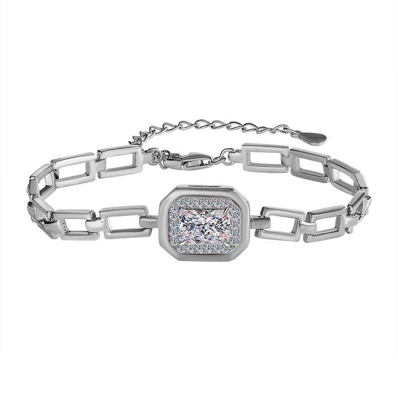 S925 Sterling Silver Moissanite Geometric Bracelet - Norellé