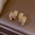 Sterling Silver Needle Glass Crystal Handmade C- Shaped Semi-curved Temperamental Minority Earrings - Norellé