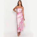 Women's Print Chest-wrapped Floral Slit Skirt - Norellé