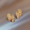Sterling Silver Needle Glass Crystal Handmade C- Shaped Semi-curved Temperamental Minority Earrings - Norellé