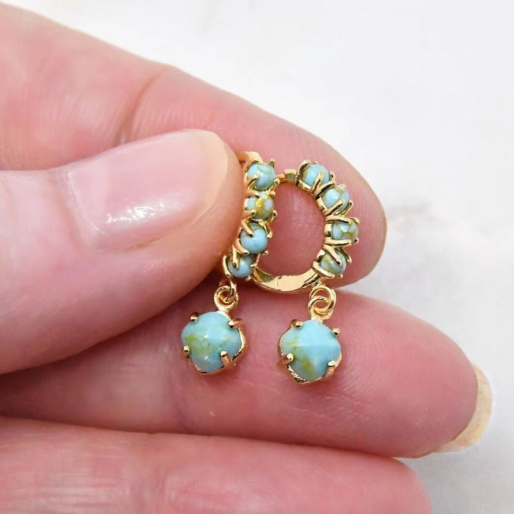 Turquoise Encircling Ear Ring With Embellished Stud Earrings - Norellé