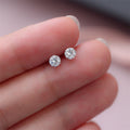Round Silver Pin Zircon Ear Studs Earrings - Norellé