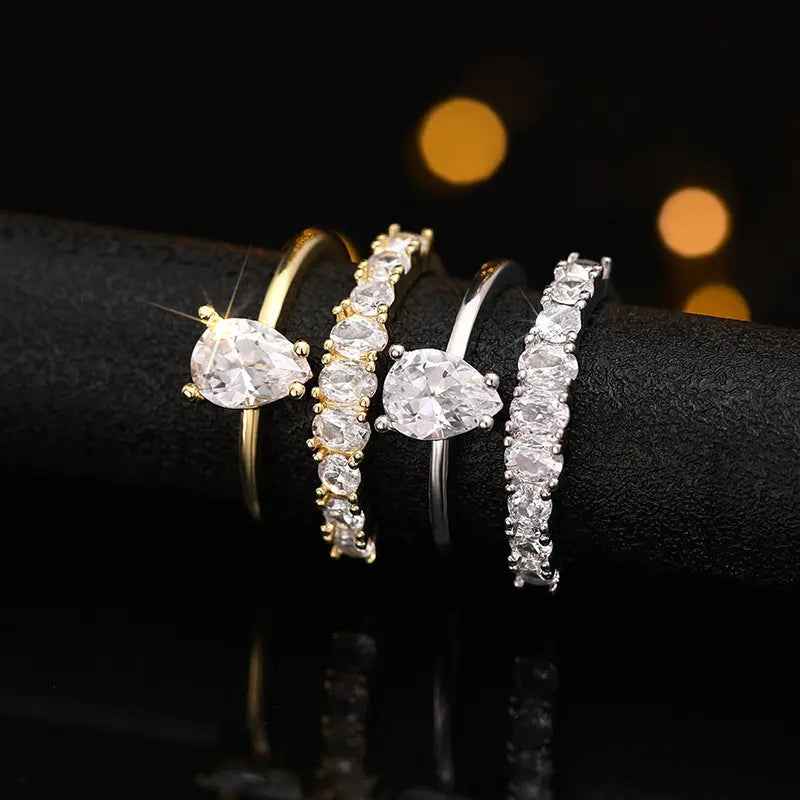 Drop-shaped Design Zircon Ring Fashionable And Exquisite - Norellé