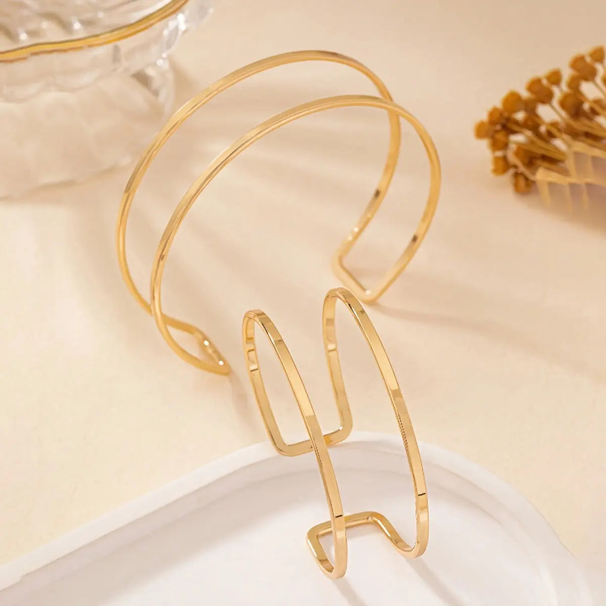 Double-layer Hollow Gold Bangle Bracelet Ladies - Norellé