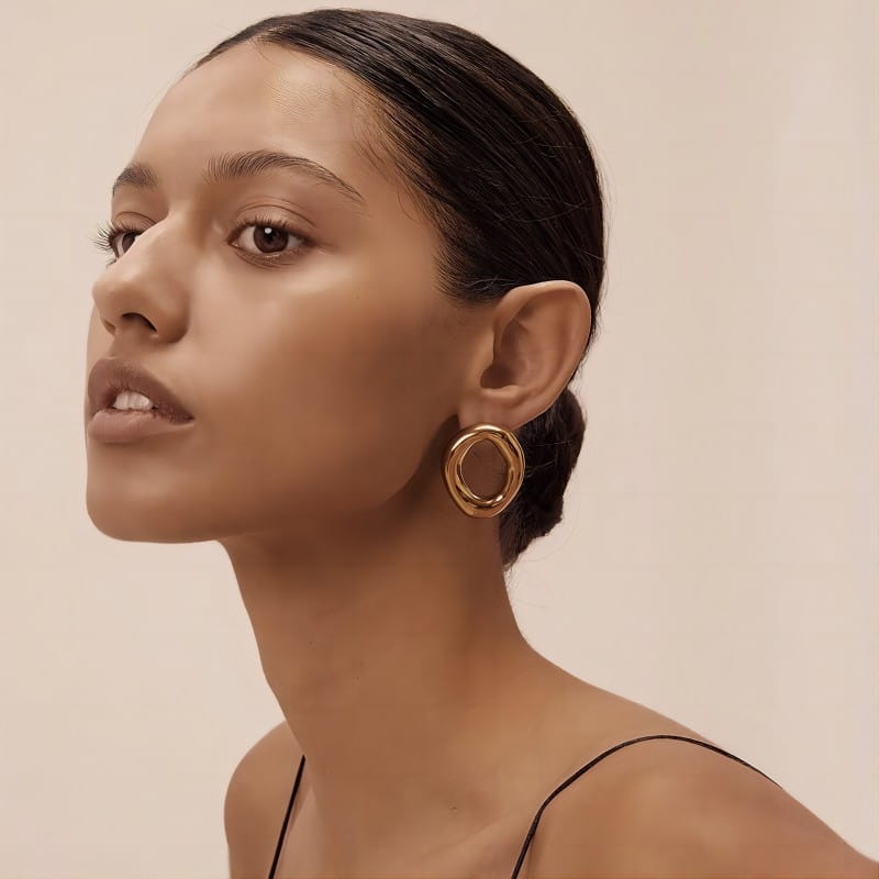 Hollow Titanium Steel Ear Studs Women