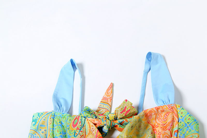 Women’s Printing Color Contrast Lace-up Three-piece Set