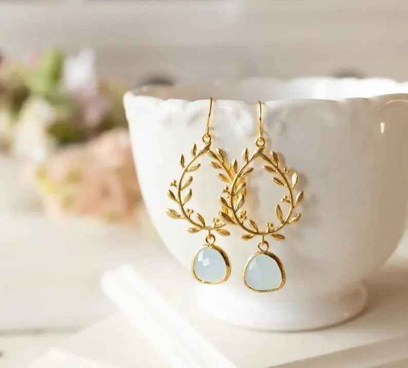 Irregular Temperament Emerald Wheat Ear Earrings - Norellé