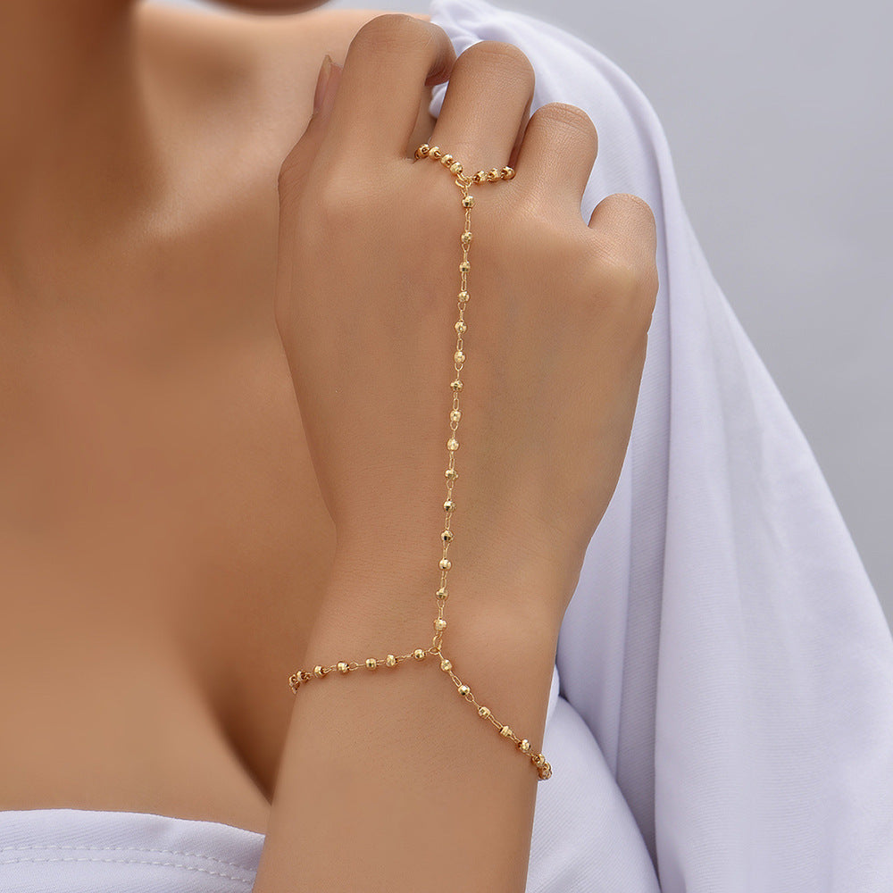 Small Beads Wafer Chain Ring Mitten-type Bracelet - Norellé