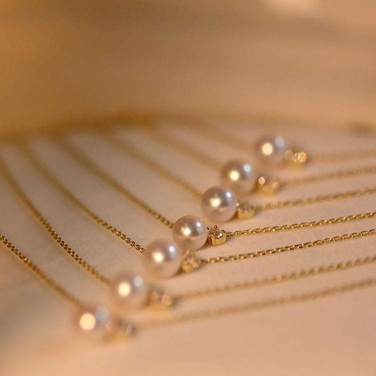 S925 Silver Plating 18K Dold Pearl Shell Pearls Necklace Simple French Style - Norellé