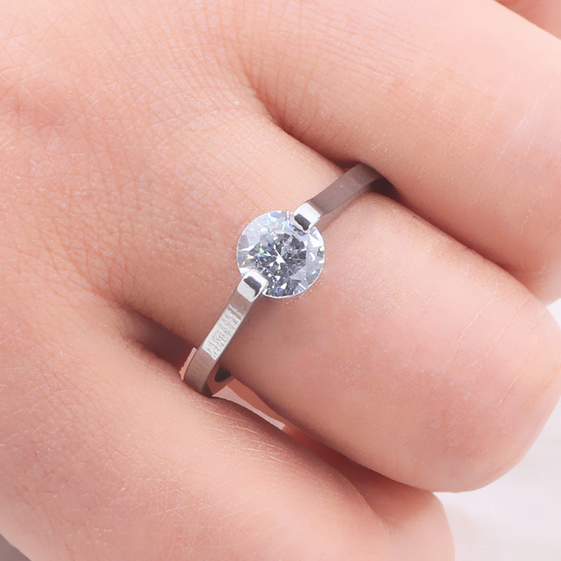 Fashion Diamond Ring Titanium Steel Ornament Simple Female Niche Jewelry Stainless Steel - Norellé
