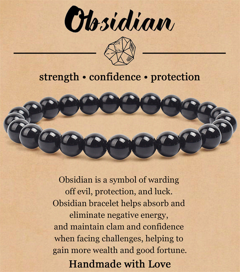 8mm Natural Stone Elastic Beaded Bracelet - Norellé
