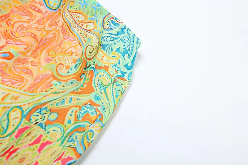 Women’s Printing Color Contrast Lace-up Three-piece Set