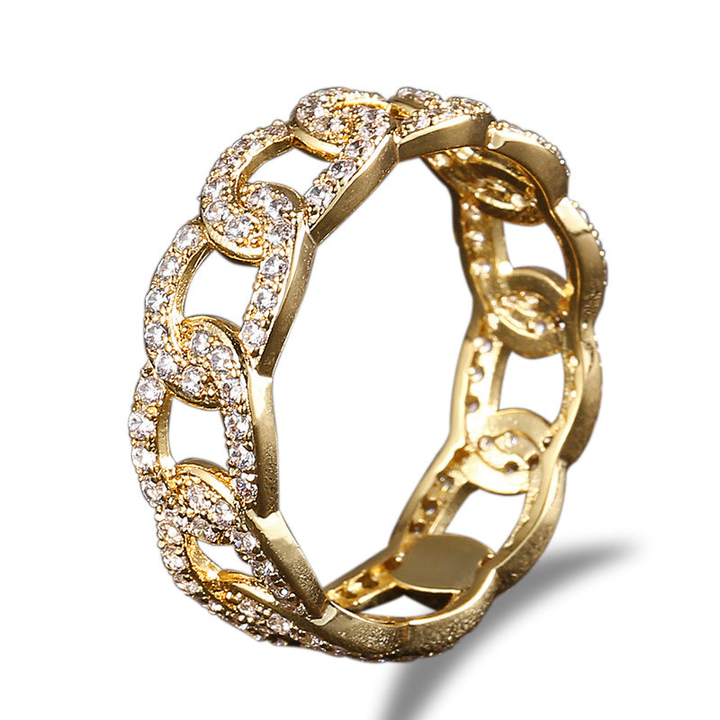 Personality Diamond Stud Cuban Ring Trendy Men And Women - Norellé