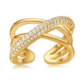 New European And American Zircon Three-layer Cross Ring For Women - Norellé