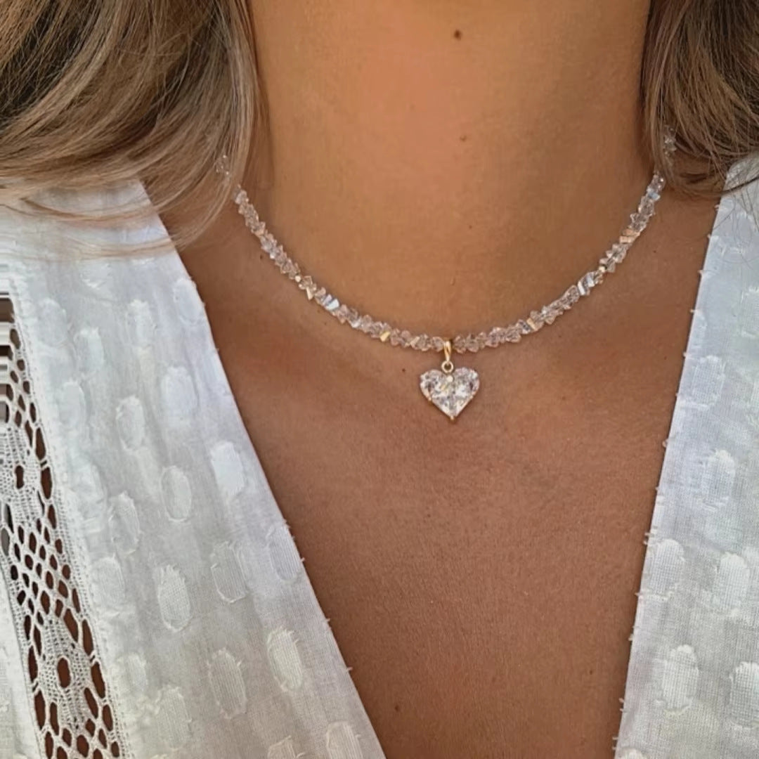 INS Sweet Cool Copper Inlaid Zircon Love Necklace - Norellé