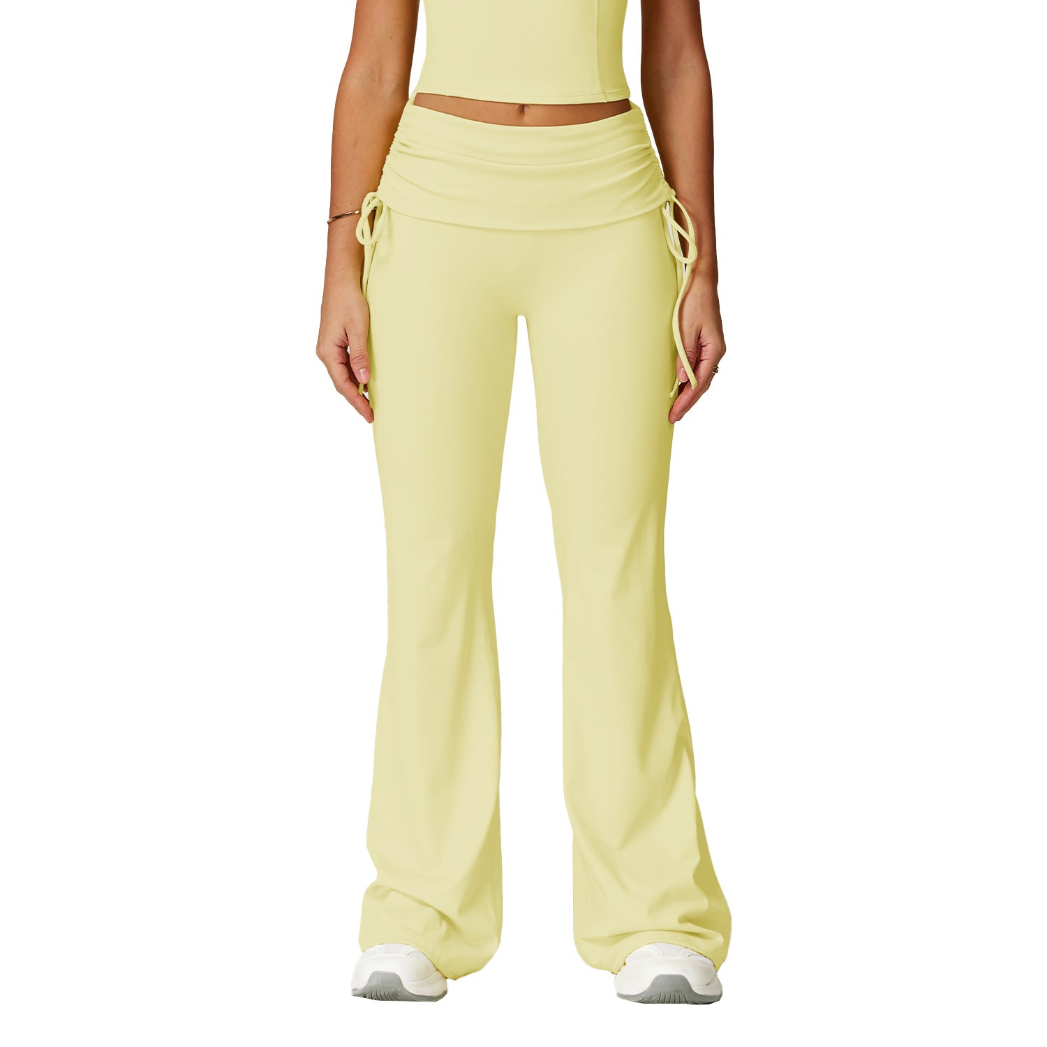 Fold High Waist Flared Pants Nude Feel Wide Leg Slimming Trousers Women - Norellé