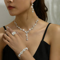 Fashion Crystal Necklace Ear Stud Bracelet Jewelry Accessories - Norellé