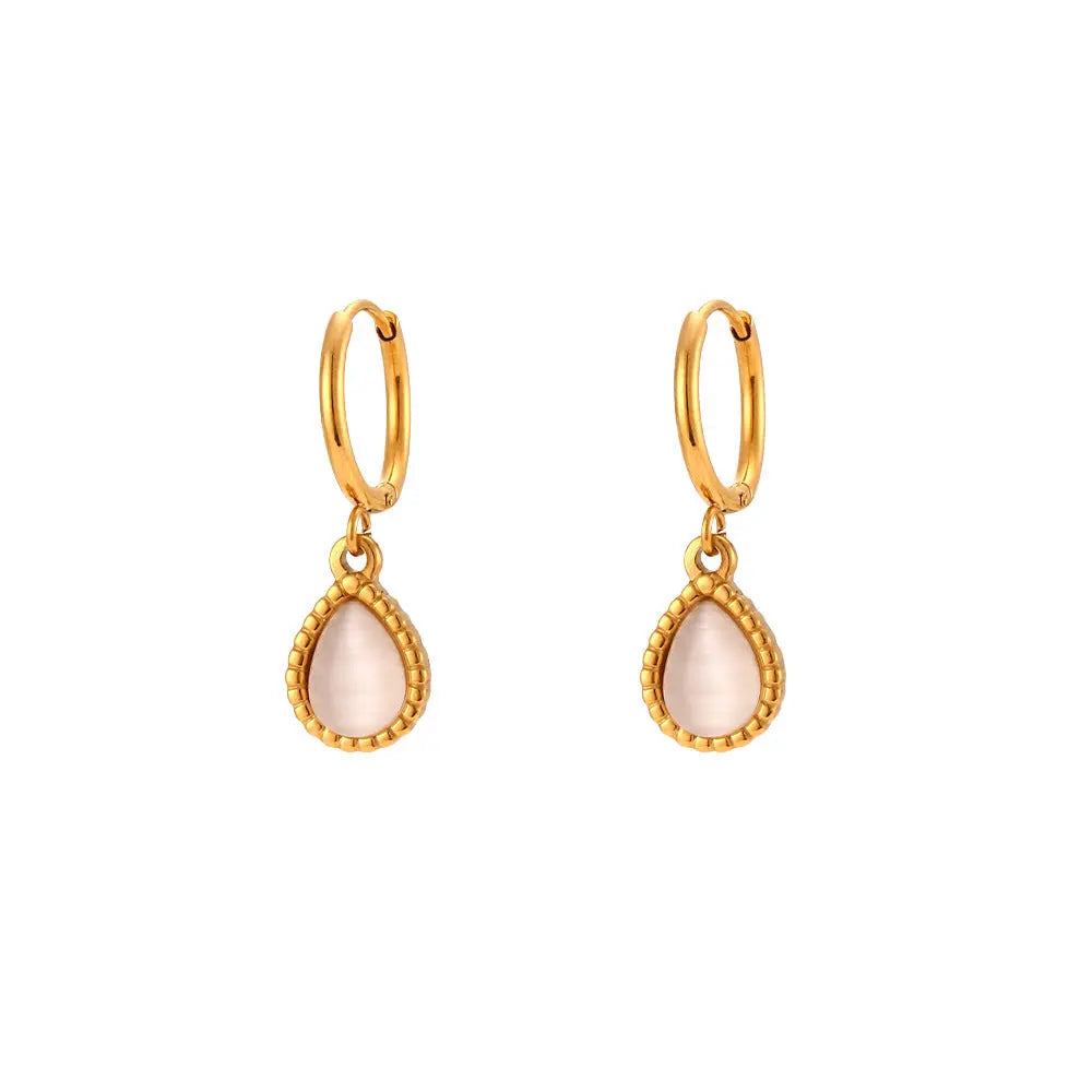 Fashion Minimalistic Water Drops Opal Eardrop Earring - Norellé