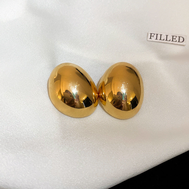 Gold Plated Silver Needle Irregular Oval Earrings - Norellé