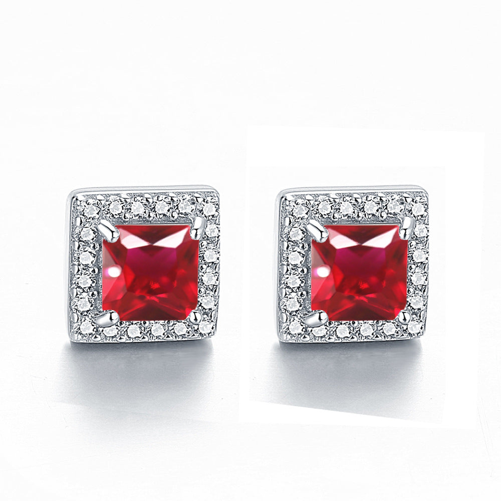Inlaid Colored Gems Earrings S925 Sterling Silver Earrings - Norellé