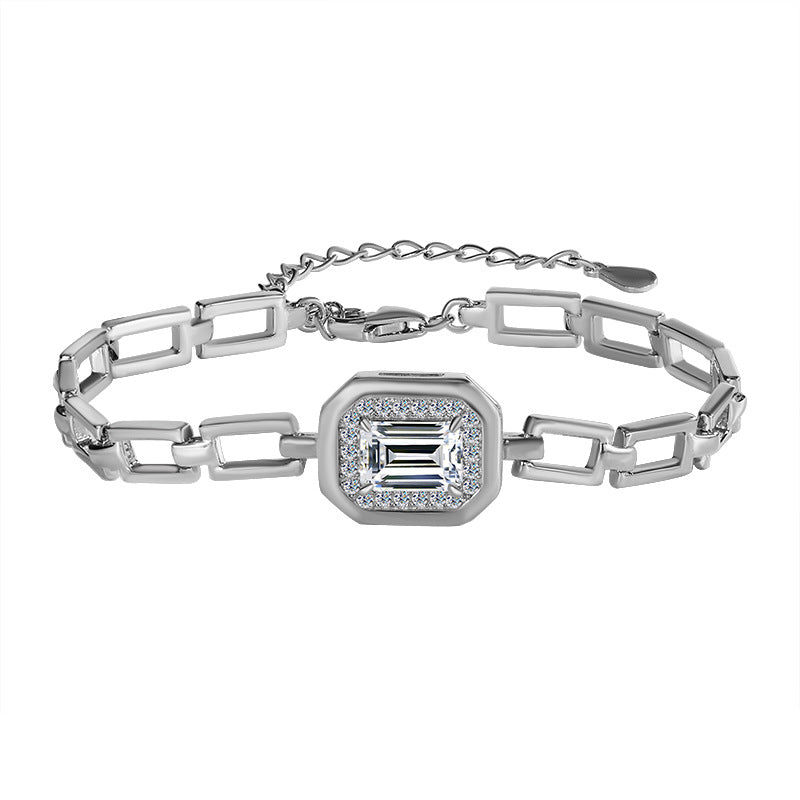 S925 Sterling Silver Moissanite Geometric Bracelet - Norellé